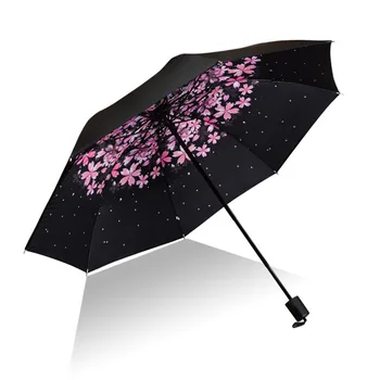 YADA Diseño de flores de Cerezo en flor Paraguas Plegable de Lluvias Niños Paraguas Para las Mujeres Niñas Niños UV Precioso Paraguas YD200067