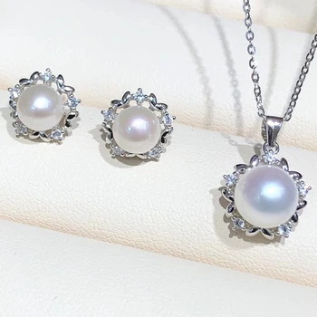 YIKALAISI de la Plata Esterlina 925 de la Joyería de la Perla conjuntos de 2020 Fina Perla Natural jewelry6-6.5 mm/7-8mm conjuntos Para Mujer mayorista