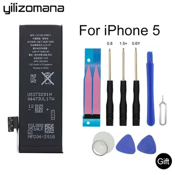YILIZOMANA de la Batería del Teléfono Para el iPhone 5 Batería de iPhone 5G de Alta Capacidad para el Teléfono Celular de Li-po Acumulador Kit de herramientas de 1440mAh