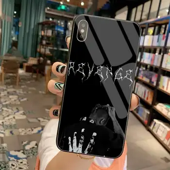 YJZFDYRM Cantante de Rap XXXTentacion negro caja del Teléfono de Casco de Vidrio Templado Para iPhone 11 Pro XR XS MAX 8 X 7 6 6 Plus SE 2020
