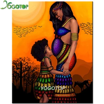 YOGOTOP Bordado de la mujer embarazada Cuadrado/Redondo Diamante Pintura Mosaico de Pantalla Completa 5D DIY Rhinestone niños Africanos YY536 9949