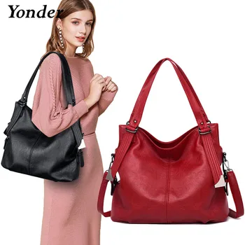 Yonder marca de las mujeres de la moda bolsas de hombro bolso de mujer de cuero genuino bolsos de mano de las señoras bolsos de alta calidad de gran bolso saco una de las principales