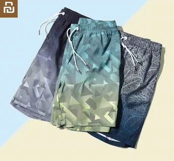 Youpin Hombres gradiente impreso playa pantalones de moda de secado Rápido Decoloración de impresión Casual transpirable cortos