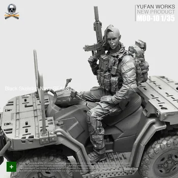 Yufan Modelo 1/35 de la Resina de la Figura Femenina Soldado + Terreno Coche Militar estadounidense Sello de Comando de la Belleza del Controlador Moo-10
