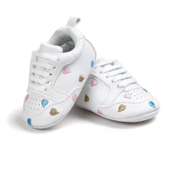 Zapatos de bebé Niño Niña Impresión Corazón de la Estrella de Niño de la Zapatilla de deporte de la PU de la Suave Suela Antideslizante Bebé Recién nacido Primero Caminantes Cuna Zapatos mocasines