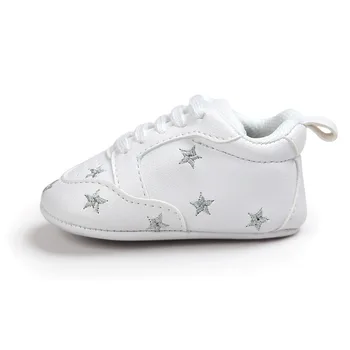 Zapatos de bebé Niño Niña Impresión Corazón de la Estrella de Niño de la Zapatilla de deporte de la PU de la Suave Suela Antideslizante Bebé Recién nacido Primero Caminantes Cuna Zapatos mocasines