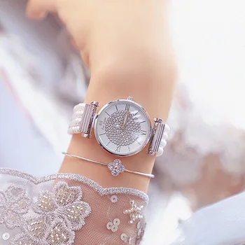 Zegarki Damskie 2019 Mujeres Relojes de Cuarzo de Lujo de la Pulsera de la Perla Elegante Vestido de Relojes de las Señoras reloj de Pulsera de Relogios Femininos saat