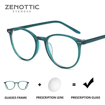 ZENOTTIC Retro Acetato de Ronda Ordenador Gafas de Marco a las Mujeres Contra la Luz Azul de la Lente de Gafas Óptico Transparente Miopía Gafas