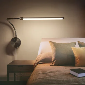Zerouno flexibel de luz de pared de dormitorio en el interior de la mesilla de noche, libro de lectura luces de estudio sala de estar de enchufe de la ue interruptor de pared lámparas de