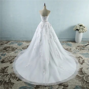 ZJ9032 encaje de flores de Novia de Blanco Marfil de la Moda Sexy de Cristal de la línea de la Cintura 2019 2020 Vestidos de Novia para las novias más el tamaño de 2-26W