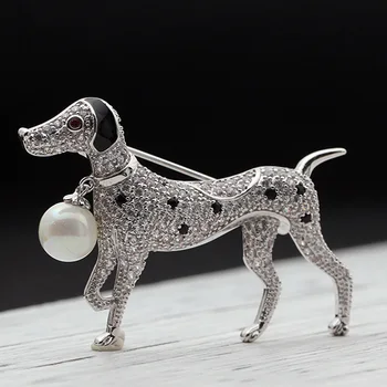 Zlxgirl marca de lujo de rodio de plata de color cúbicos circón perro de animal broches de joyería de los hombres regalos de parte de Chorro de Esmalte hiyab accesorio