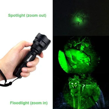Zoom 5000lm Q5 LED de Caza de la Antorcha Tactical Rifle Alcance de Arma de Luz +Pistola de Riel de Montaje de la Linterna+18650+Interruptor de Presión+Cargador 10604