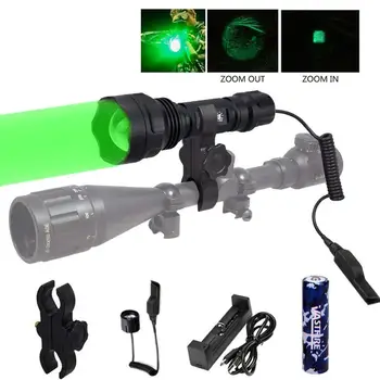 Zoom 5000lm Q5 LED de Caza de la Antorcha Tactical Rifle Alcance de Arma de Luz +Pistola de Riel de Montaje de la Linterna+18650+Interruptor de Presión+Cargador