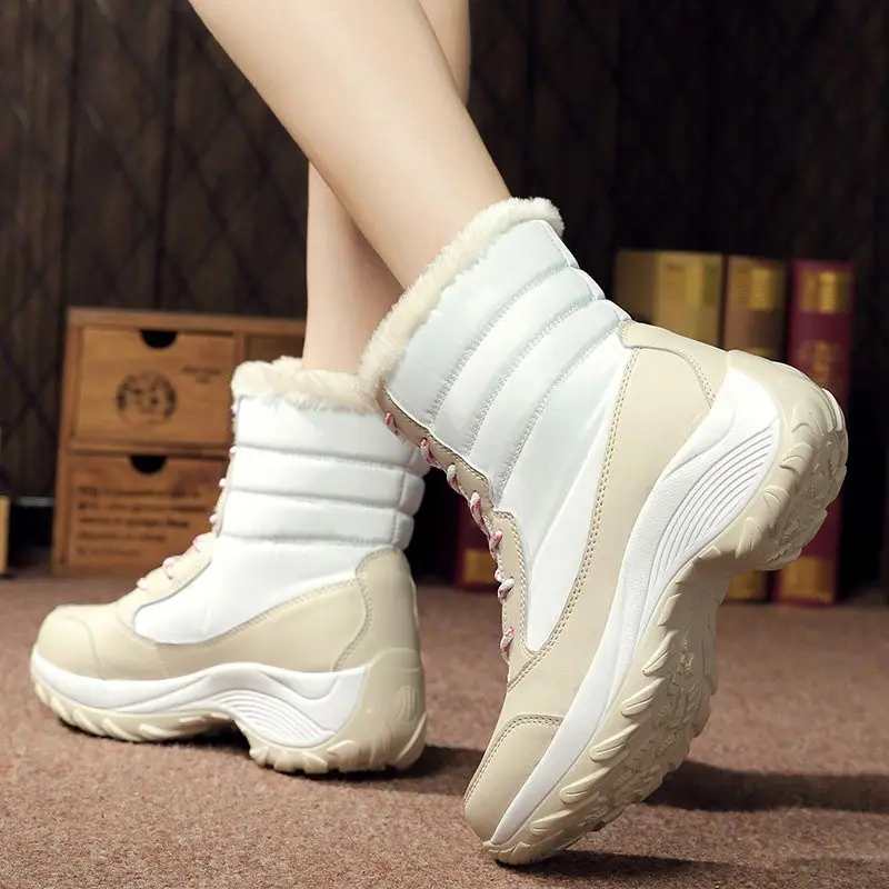 De invierno botas de nieve de las mujeres 2021 moda impermeable de la plataforma caliente de las mujeres botas de los zapatos de cordones cuñas de tobillo botas Zapatos de mujer de felpa 0