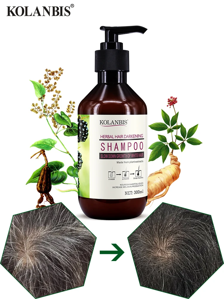 3 botella de Raíz el pelo negro champú cabellos blancos tratamiento a base de hierbas Chino tradición de la medicina anti gris producto de pelo blanco quitar 0