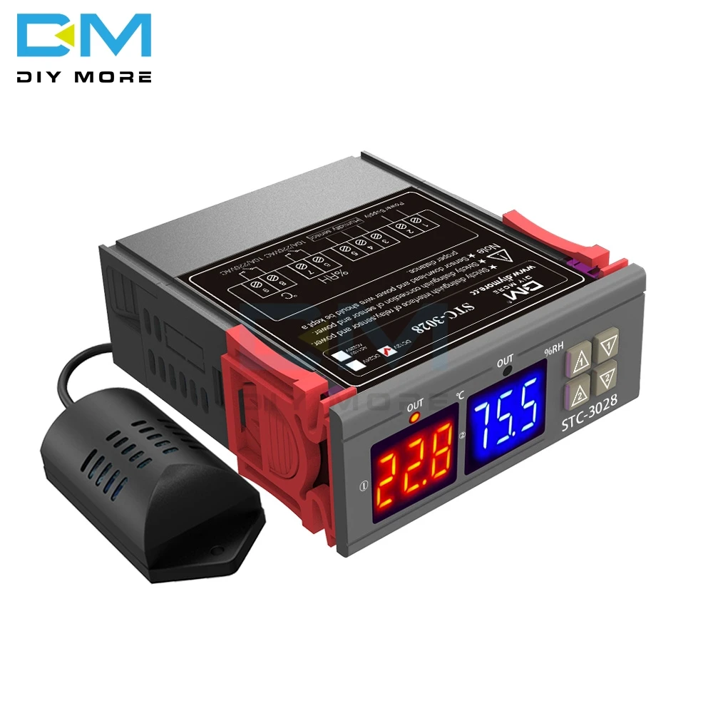 STC-3028 Dual LED Digital de la Humedad del Controlador de Temperatura Termómetro Termostato Higrómetro CA 110V 220V DC 12V 24V 10A 0