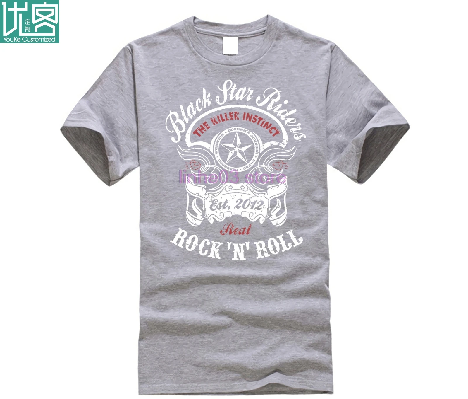 Camisetas divertidas Black Star Riders 'rock N roll' t-mierda Mens Impreso Tops Camisetas Streetwear Camiseta de Moda 0