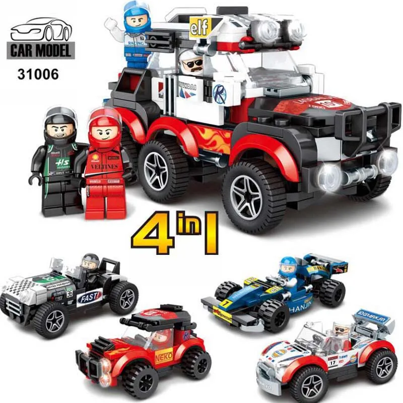 2020 Nuevos Deportes de Coches de Juguete de Construcción del Bloque 4 en 1 Modelo de Ladrillos Creador Tire hacia Atrás del Coche de Niño de Creative Assembly Juguete de Lego compatible 0