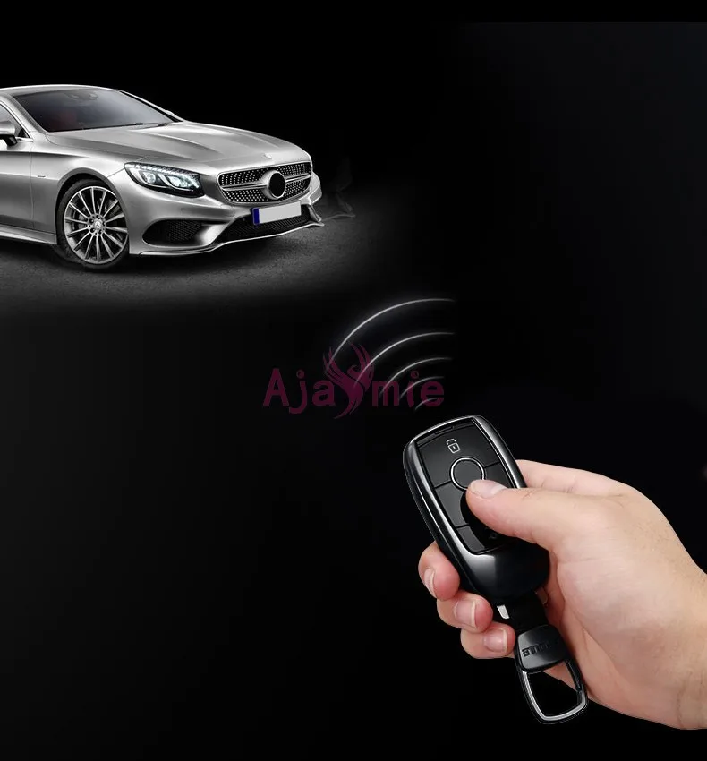 Aleación de titanio Coche Estilo llaveros Caso Anillo de Cubierta de Negro Plata Oro Para Mercedes Benz AMG 2016 2017 Clase E W213 Accesorios 0