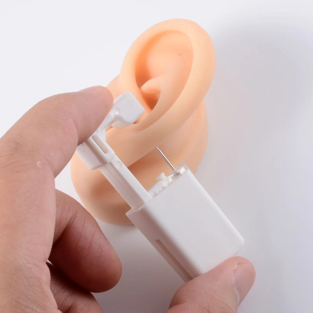 2 piezas de silicona Modelo 1:1, Para la Perforación del Oído modelo de Prensa de la Aguja de la simulación audífono pantalla props herramientas para la enseñanza de la Joyería 0