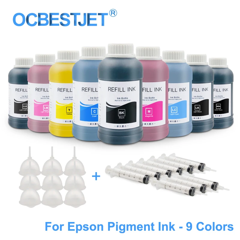 9x250ML Universal Pigmento de la Tinta Kit de Recarga de Tinta Para Epson SureColor P600 P800 P6000 P7000 Stylus Pro 7890 9890 3800 3880 3850 11880 0