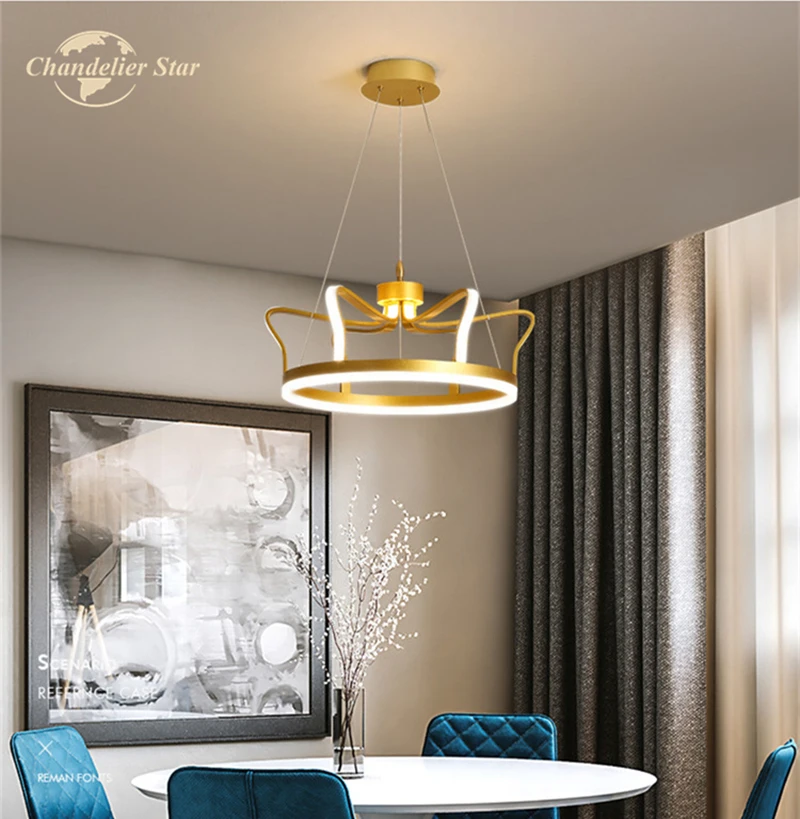 De lujo de LED, Lámparas de araña de Accesorio de Iluminación Moderno Hierro de Oro Corona de Aluminio Redondo Colgante Colgantes Lámparas de Dormitorio, Sala de estar Luces 0