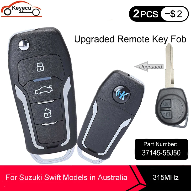 KEYECU Sustitución de Nuevo Actualizado Flip Llavero Remoto 315MHz ID46 para Suzuki Swift Modelos en Australia 2007-2010 P/N: 37145-55J50 0