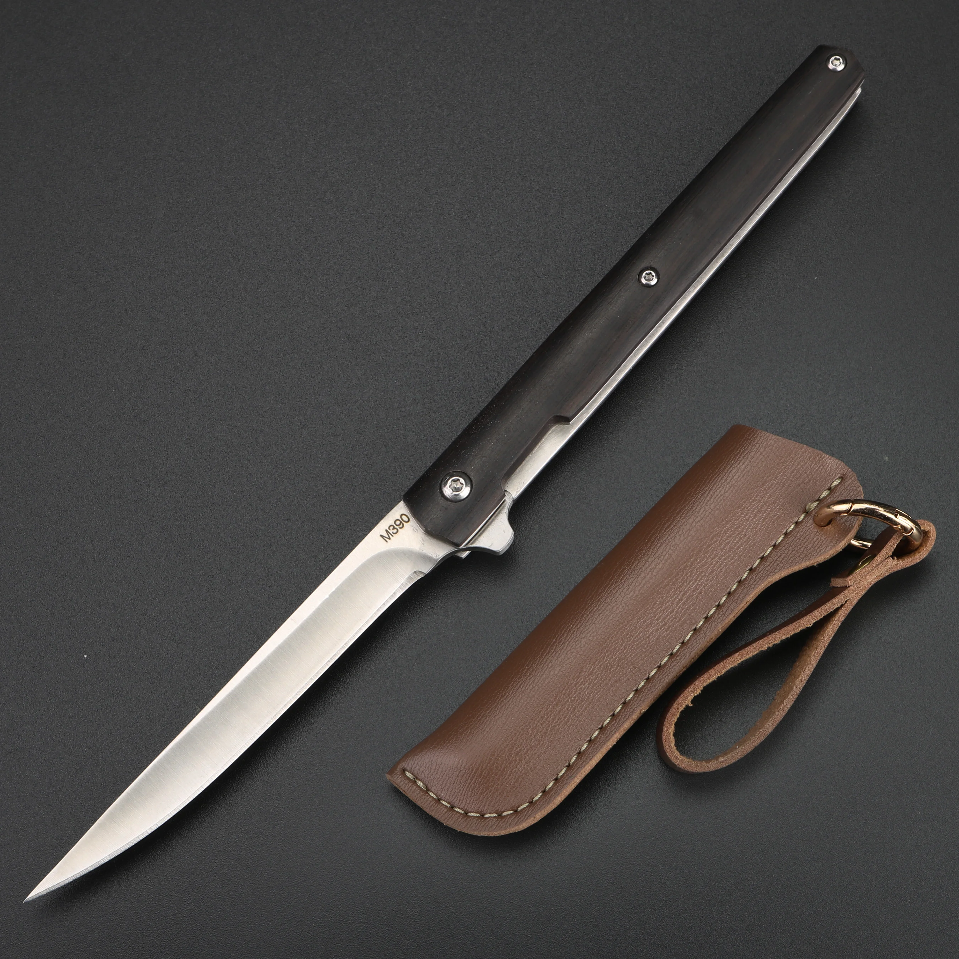 Doblar la hoja del cuchillo Negro 59HRC mango de las navajas de bolsillo para acampar al aire libre cuchillo de caza cuchillos de frutas 0