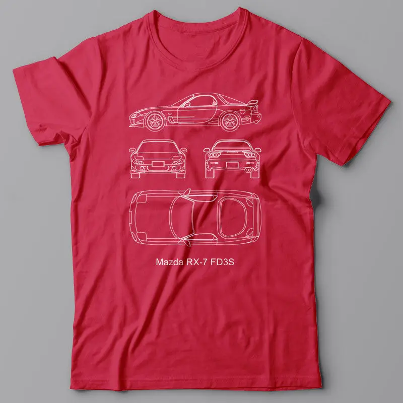 T-Shirt De Moda Hombres, Ropa Cool T-Shirt Plan De Acción - Mazda Rx-7 Fd3S, Técnico De La Camiseta, Jdm Driftcasual De Algodón T Camisa 0