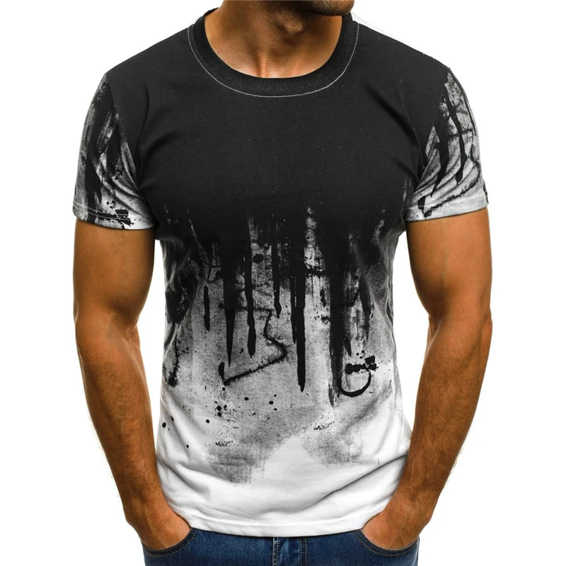 Estilo de GRAFFITI T-shirt de Moda Dibujar el Patrón de la Impresión 3D de la Ropa de los Hombres del O-Cuello de Manga Corta de la Camiseta Sport Casual Tops Ropa Masculina 0
