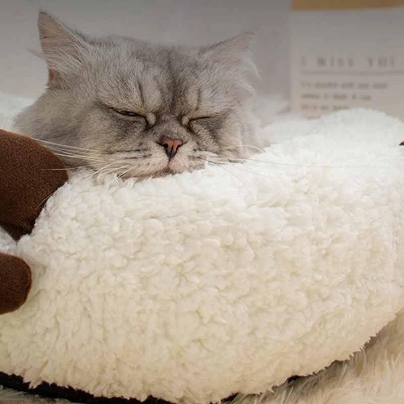 Gato de peluche de la Cama de Gato de la Casa de la Estera de Invierno Cálido para Dormir Gatos Nido Suave de la Felpa del Perro de Mascota Cojín para los Gatos Accesorios 0