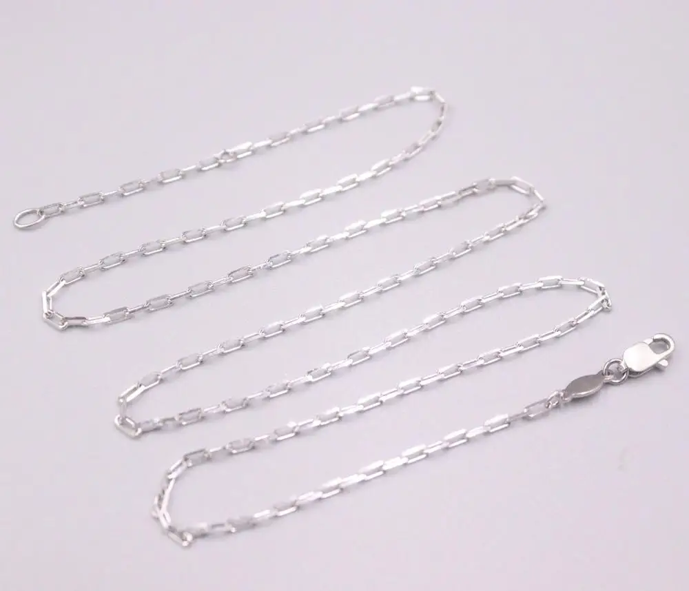 Real Platino 950 Collar de las Mujeres de la Cadena de Cable Hembra de 1,5 mm de Enlace Simple Rectángulo de 45 cm/18 pulgadas de Regalo Neckalce de la Joyería 0