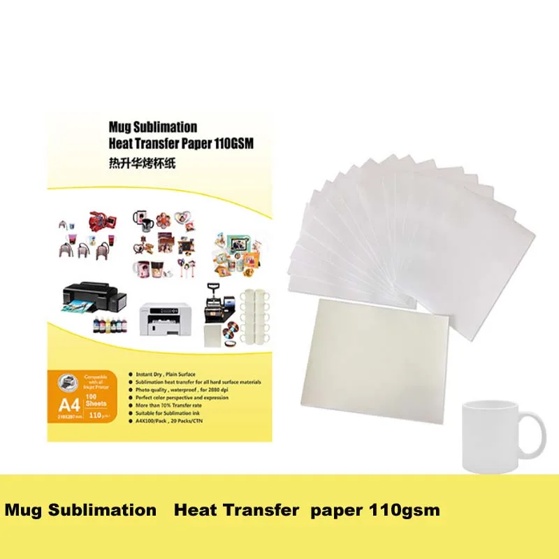 De secado rápido, de inyección de tinta térmica de transferencia de calor de la Sublimación de la Impresión de papel de la taza de la Taza de material duro papel de transferencia con alta conversión ra 0