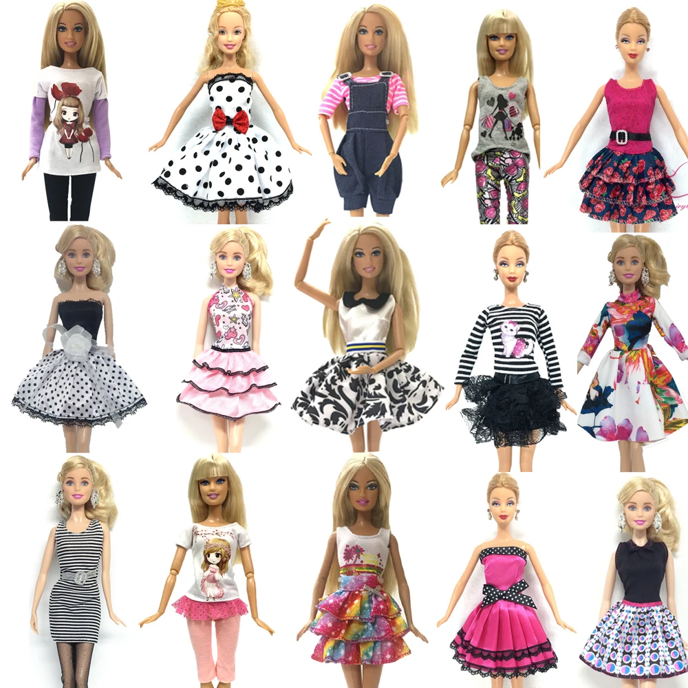 NK Nuevo 5 Pcs Muñeca Super Modelo Hermoso Vestido de Traje de Ropa de Moda ropa Casual Para Muñeca Barbie Accesorios Juguetes JJ 0