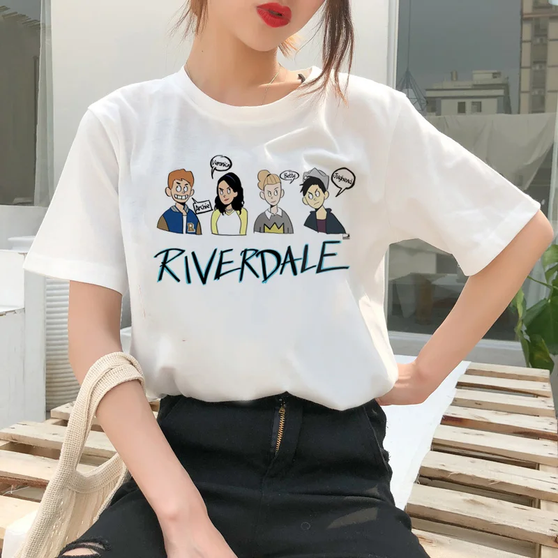 Riverdale Camiseta del Sur de corea Harajuku de la Camiseta de la parte Superior del Sur del Lado Femenino de las Mujeres Serpientes ropa con estampado de Serpiente Ullzang Camisetas T-shirt 0