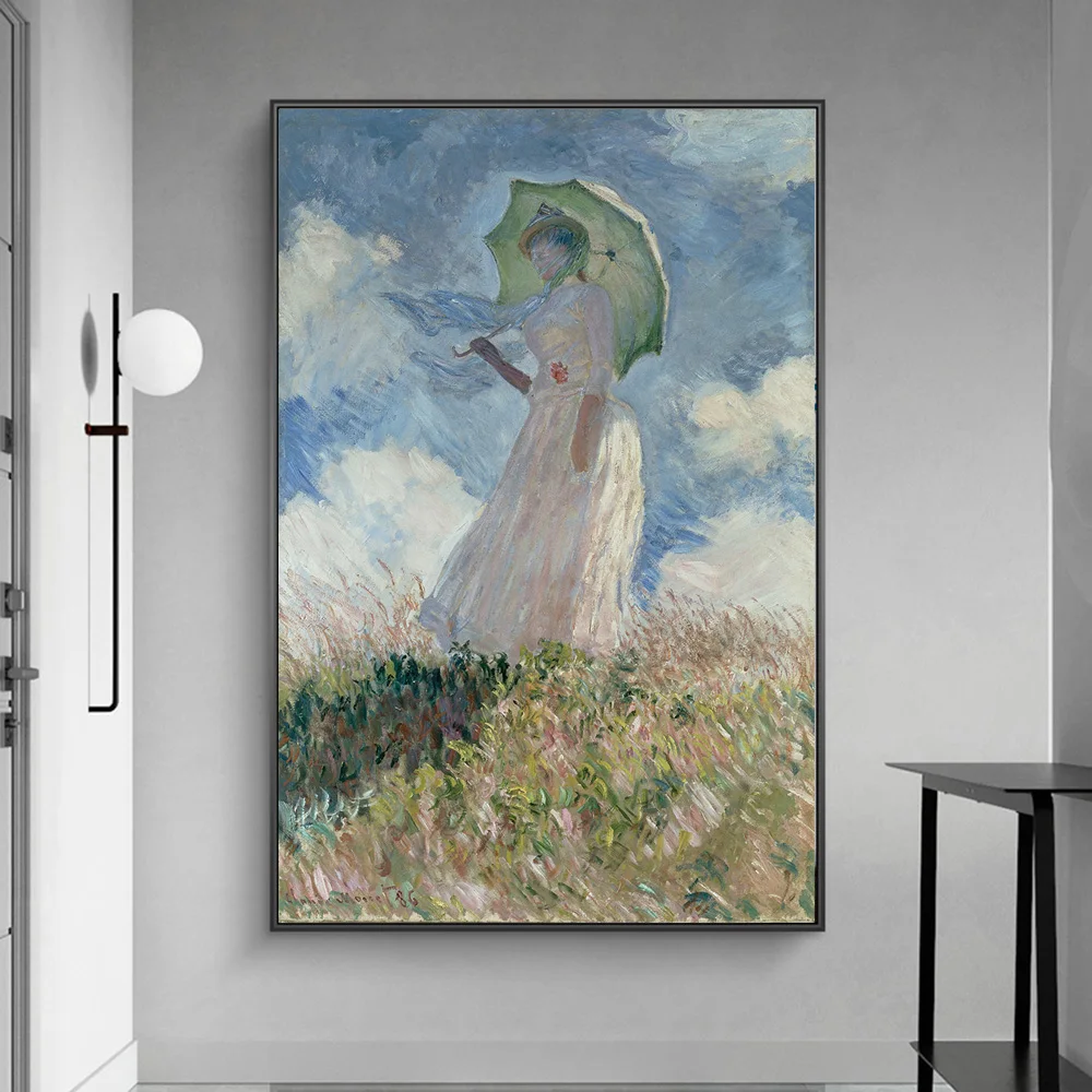 Mujer con Sombrilla por Claude Monet Famosos Reproducciones de Pinturas de Arte Impresionista Mujer el Arte de los Carteles de la Pared de Arte Famosas Fotos 0