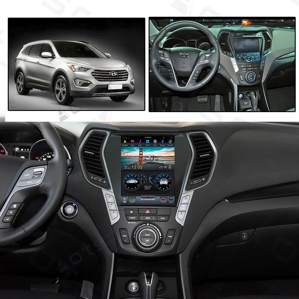 Android 9.0 Tesla Coche GPS Navi multimedia Para Hyundai Santa Fe ix45 2013-2018 auto stereo radio grabadora No DVD jefe de la unidad de 0