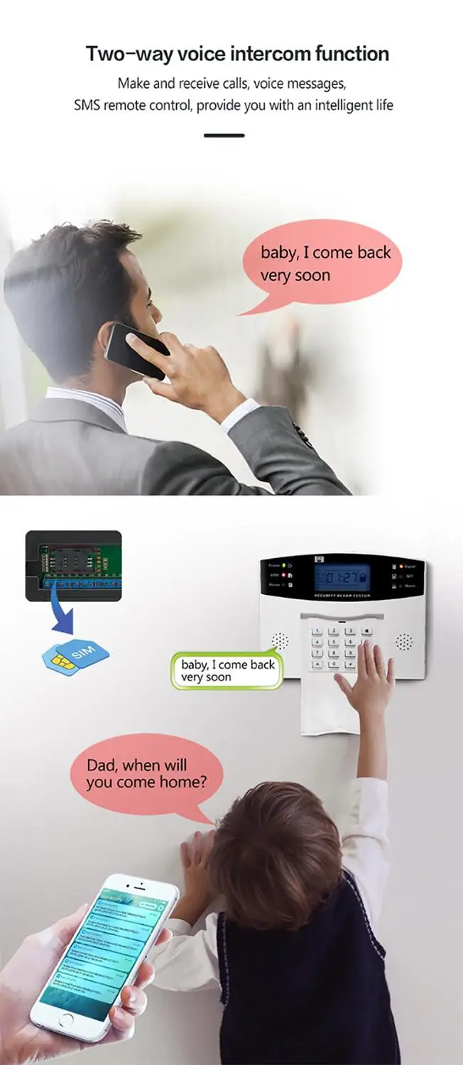 Cableado Inalámbrico Gsm Sistema De Alarma De Seguridad Con La Automatización De Intercomunicación De Control Remoto De Marcado Automático Ios Android Smart Home Kit De Alarma Hub 0