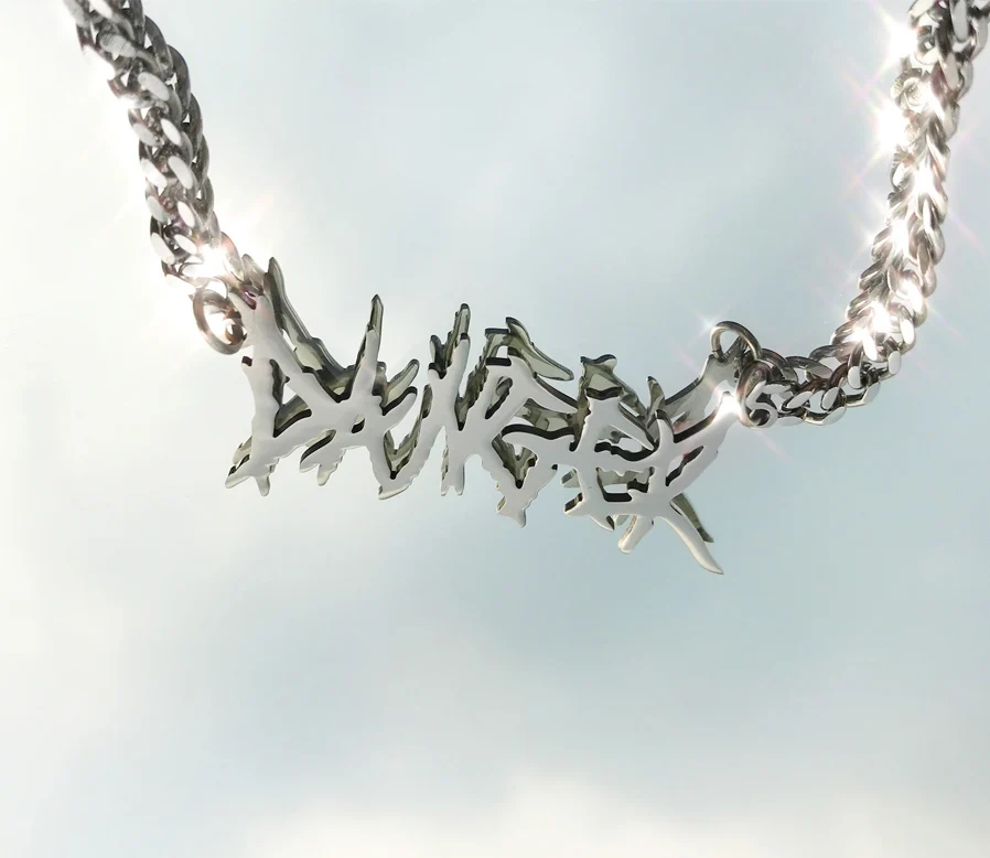 Independiente de diseño de acero de titanio super guapo espina carta collar peligroso chica PELIGRO de clavícula cadena 0