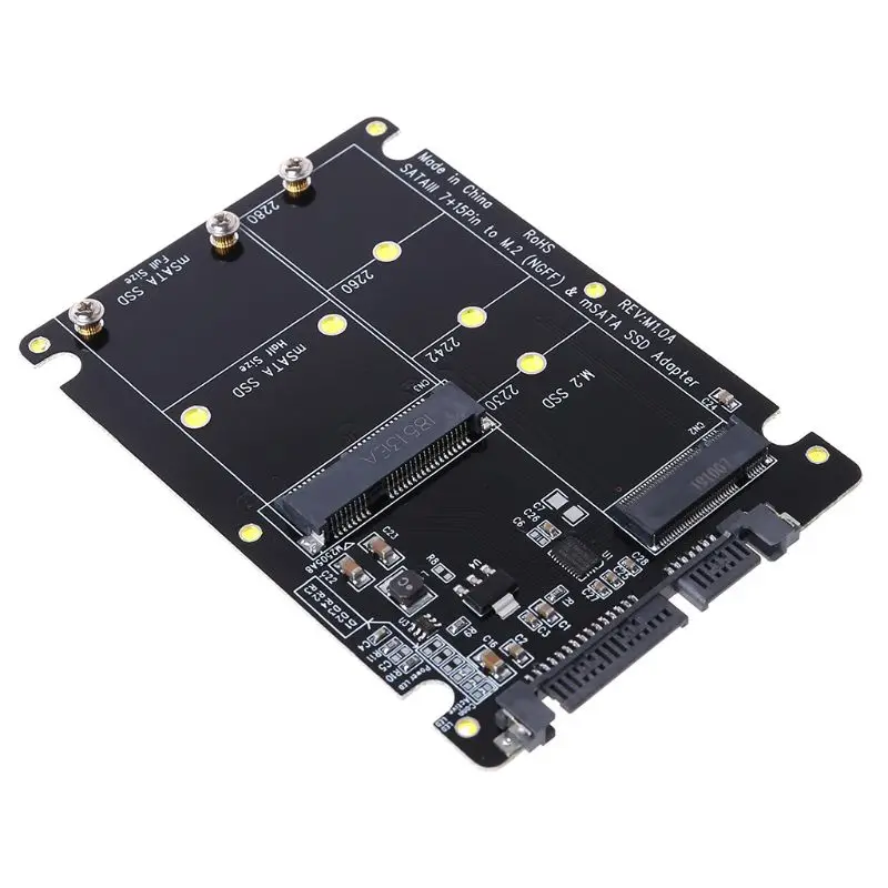2 En 1 M. 2 NGFF B+M Clave de la tarjeta Mini PCI-E o SSD mSATA a SATA III de la Tarjeta de Adaptador para la Plena SSD Msata/ 2230/2242/2260/M2 22x80 0