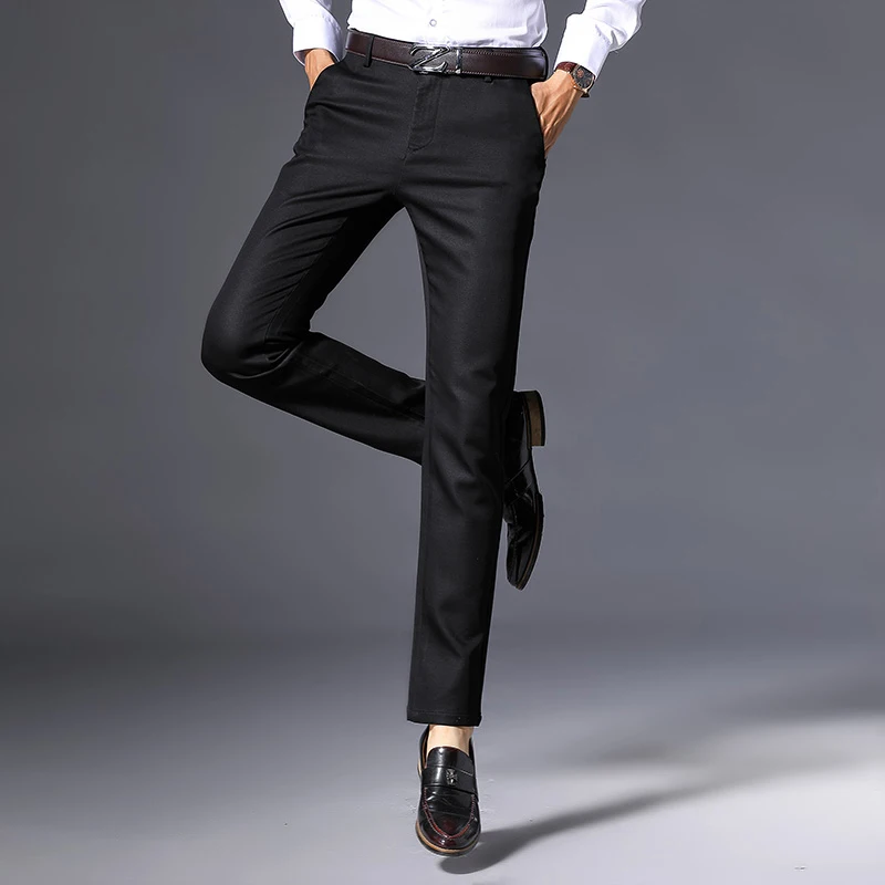 Nueva Llegada De La Marca De Los Hombres Pantalones De Alta Calidad Clásicos De La Moda Slim Negocio De Negro Para Hombre Casual De Longitud Completa De Algodón Pantalones Masculinos 0