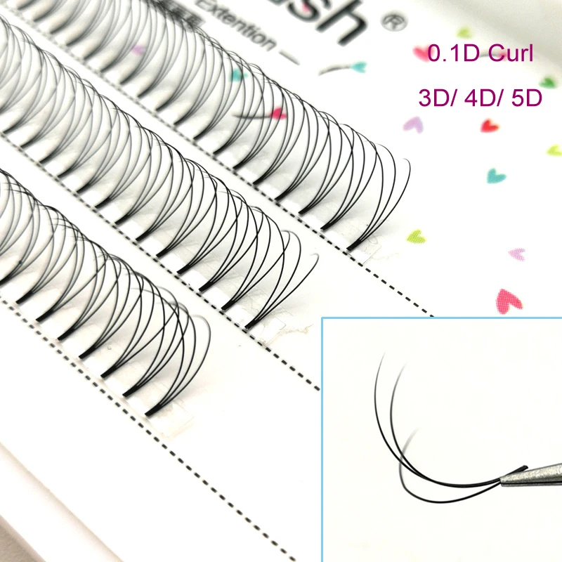 10Trays Volumen 2D/3D/4D/5D pestañas 0.10 CD curl de tallo corto Pre Hechas Fans, la seda de las pestañas de extensión, falso visón pestañas individuales 0