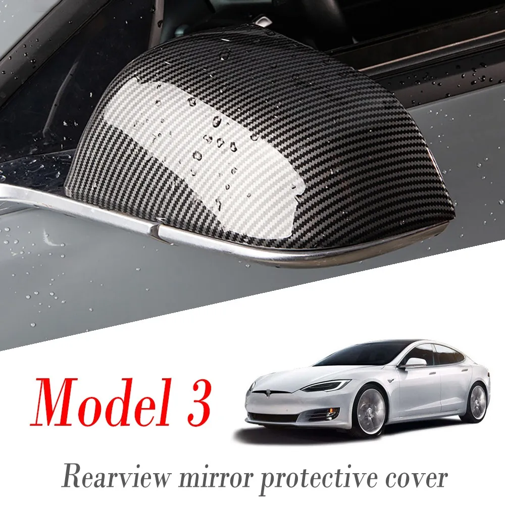 Para Tesla Model 3 Espejo Retrovisor Cubierta de Tapas de Coche Calefacción Espejo de Protección de Pegatinas de Bienes de la industria Automotriz Accesorios de Decoración 0