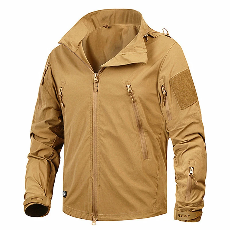 Nueva 2018 Impermeable a prueba de viento táctica Militar chaqueta Outwear Ejército de los estados unidos de Nylon Transpirable Luz Rompevientos Abrigo Jaqueta masculina 0