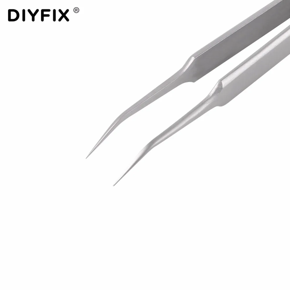 DIYFIX Ultra Precisión Pinzas de Acero Inoxidable Curvado Pinzas Alicates con Punta Fina 0