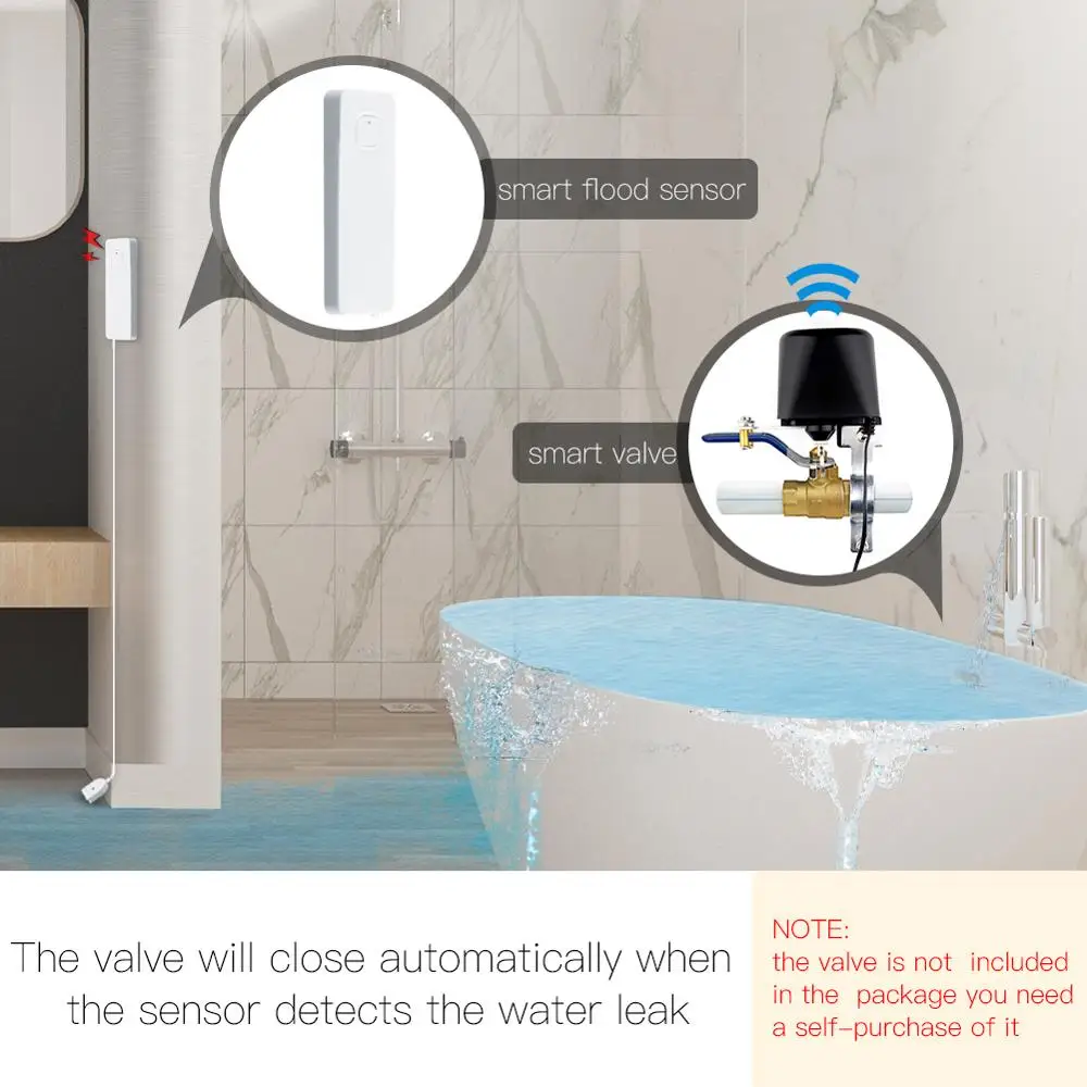 Tuya Hogar Inteligente smart vida de fugas de agua Alarma de WIFI del Sensor de Fuga de Agua Detector de Inundación de Alerta de Desbordamiento del Sistema de Alarma de Seguridad 0
