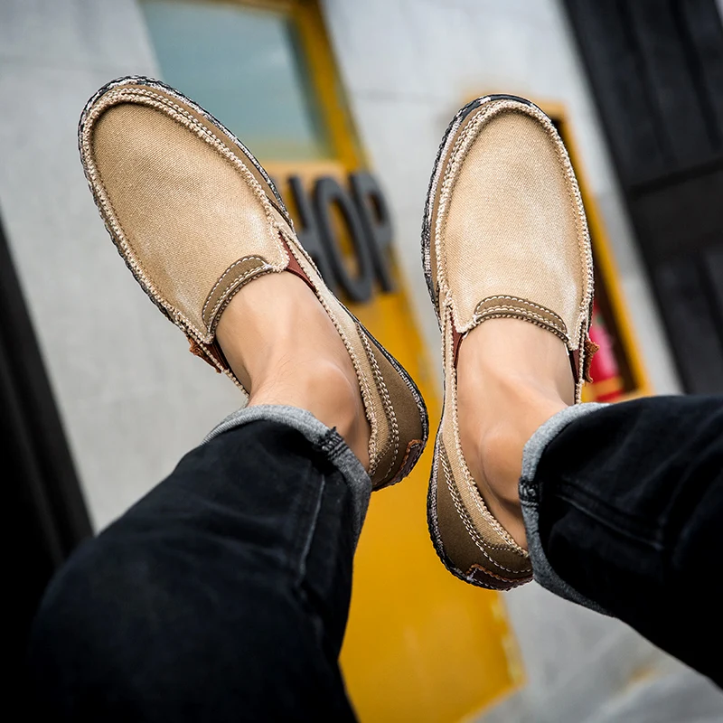 Los Hombres Zapatos De Lona Transpirable Casual Zapatos De Conducción De Deslizamiento Fácil De Usar Alpargatas Hombres Plano De Los Zapatos De Los Hombres De La Moda De 2019 Para Los Hombres Mocasines 0