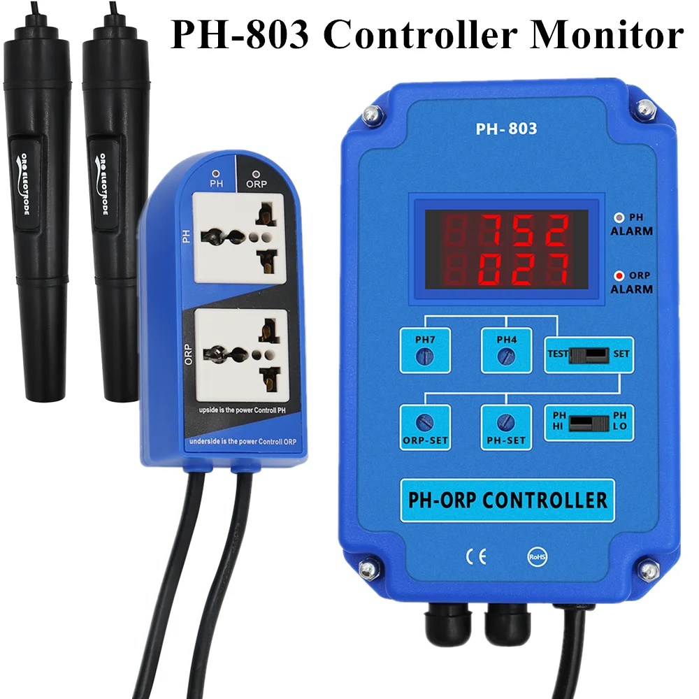 PH-803 Digital 2&1 PH ORP Redox Controlador w/ Potencia de Salida de Relé Monitor para Acuario de Hidroponía de la Planta de la Piscina Spa BNC 110V o 220 0