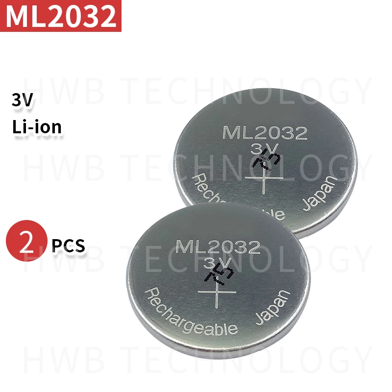 2PC Nuevo Original ML2032 3V de litio Recargable de la batería de botón celular pilas de botón (ML2032) 0