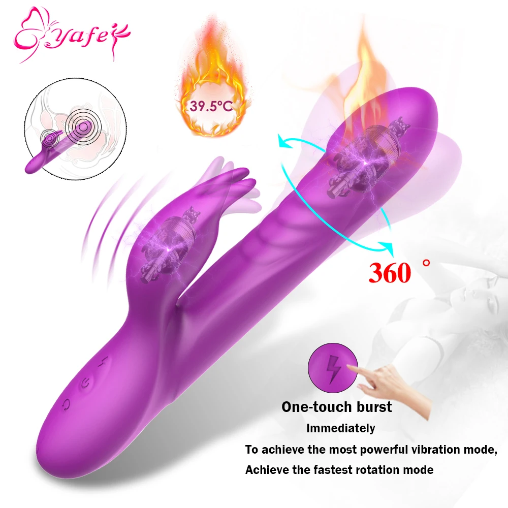 360°Rotación de Calefacción Conejo Vibrador Para Mujeres de Gran Consolador Clítoris Vagina Vibrador juguetes Sexuales para la Pareja de Adultos Masturbador Masajeador 0